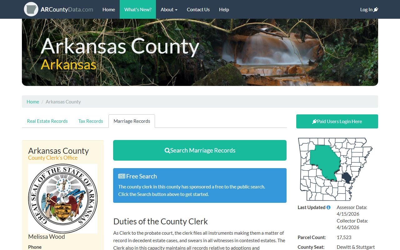 Arkansas County property tax records online search DeWitt assessor ARCountyData