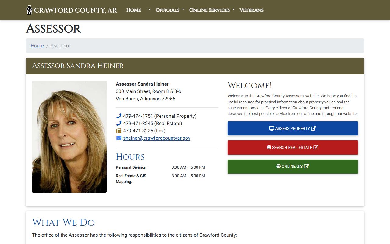 Crawford County Arkansas property tax records assessor website Van Buren