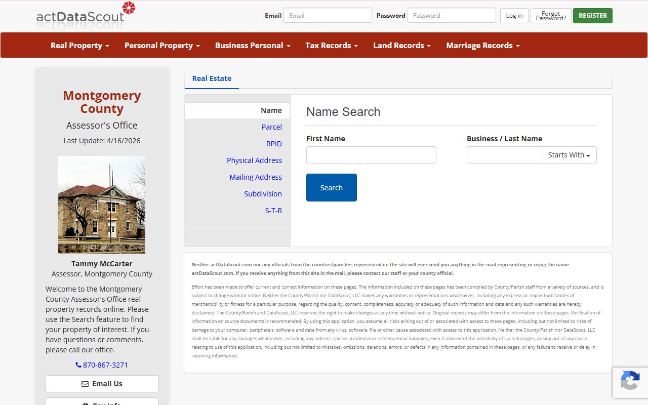 Montgomery County Arkansas property tax records ActDataScout Mount Ida assessor