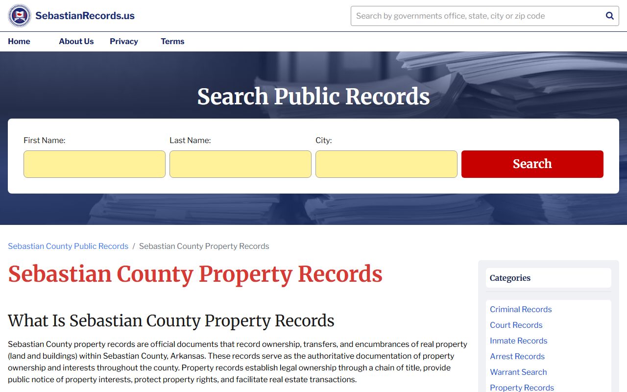 Sebastian County property records search for Fort Smith Arkansas property taxes